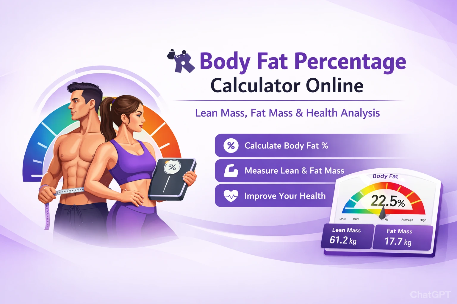 🏋️ Body Fat Percentage Calculator Online – Lean Mass, Fat Mass & Health Analysis