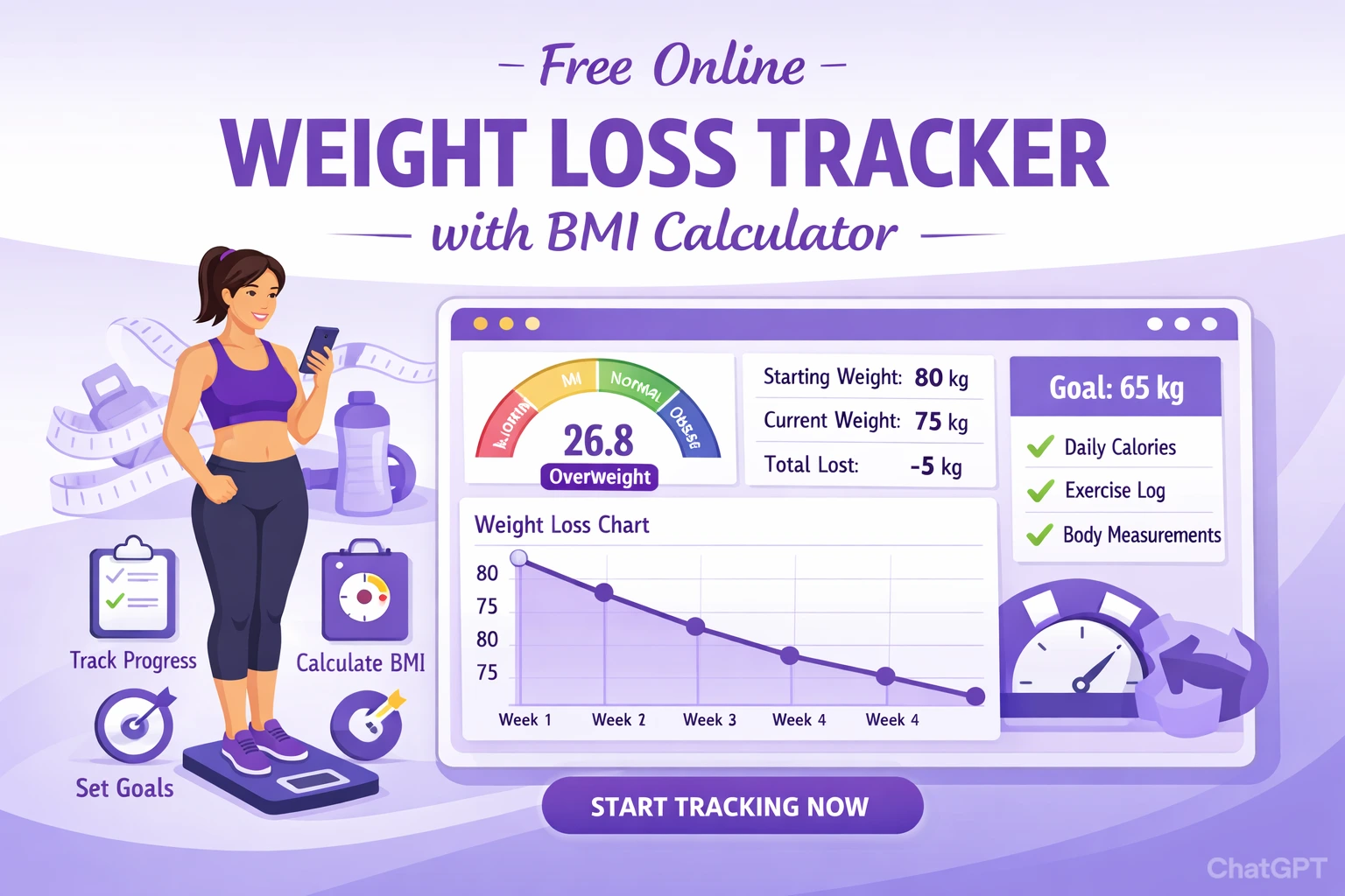 Free Online Weight Loss Tracker with BMI Calculator