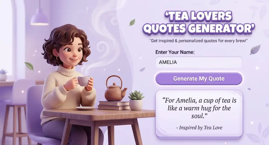 Tea Lovers Quotes Generator with Name ☕